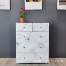 Verre en marbre blanc 5 tiroir mdf armoire